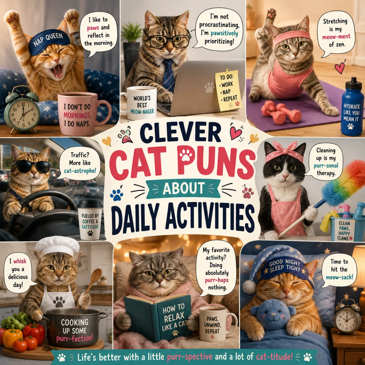 Clever Cat Puns About Daily Activities