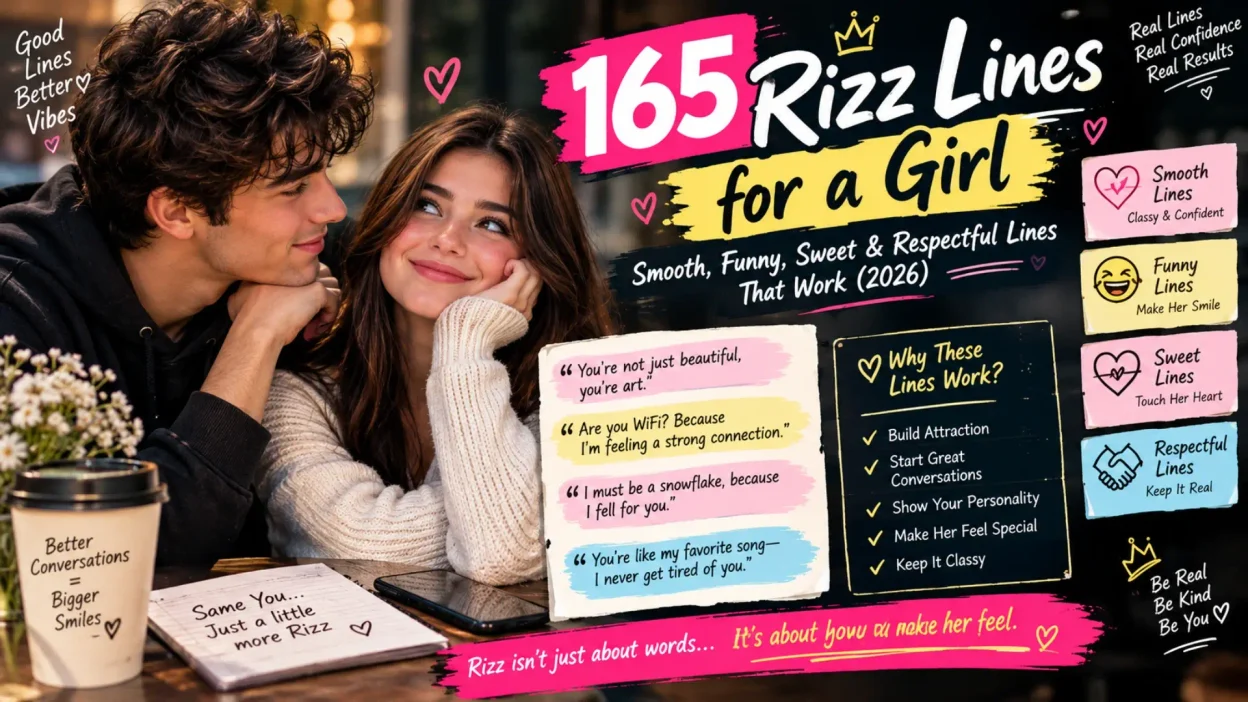 165 Rizz Lines for a Girl Smooth, Funny, Sweet & Respectful Lines That Work (2026)