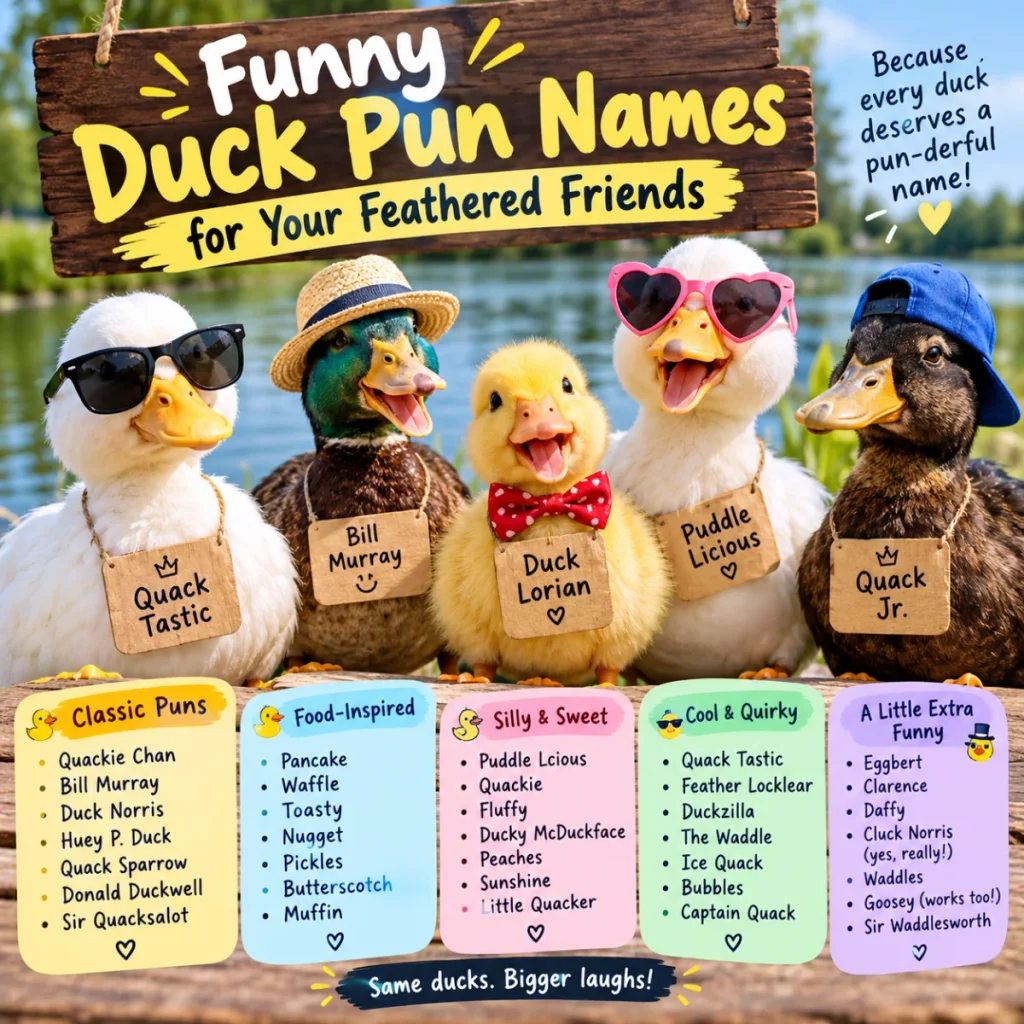 Funny Duck Pun Names for Your Feathered Friends