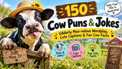 150 Cow Puns & Jokes Udderly Moo-velous Wordplay, Cute Captions & Fun Cow Facts